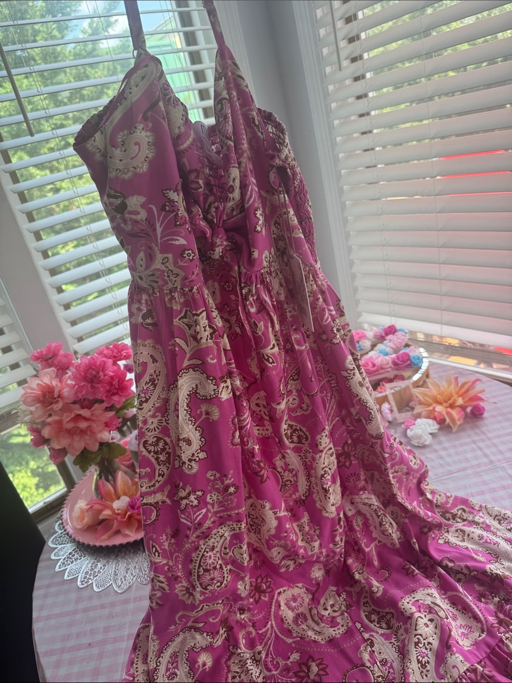 Paisley Halter Maxi Dress in Pink